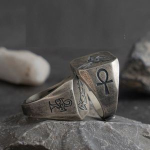 Chinese Style Jewelry Finger Band Lattice <b>Ring</b> <b>Black</b> Chain Band Finger <b>Ring</b> <b>for</b> <b>Men</b> Thai Silver Plated Open <b>Ring</b> - Product Image 2
