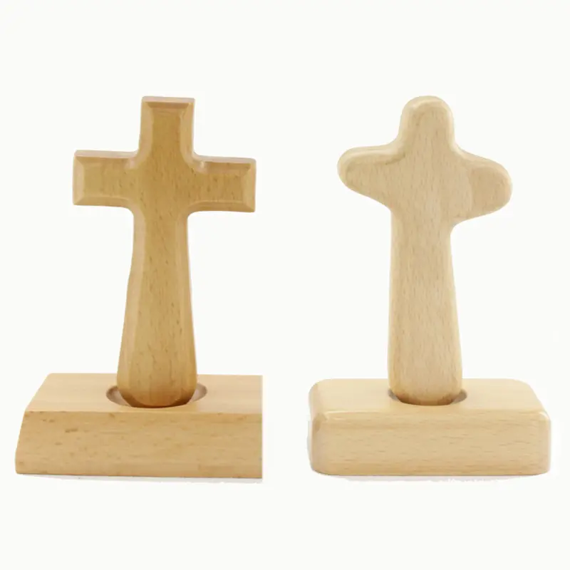 Cruz de madera sólida para decoración del hogar, regalo de Cruz católica de Jesús, artículos de madera