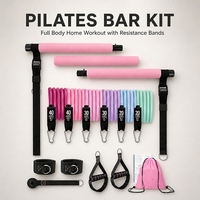 Kit de barre de Pilates détachable avec bandes de résistance 180 LB, sangles de cheville et de poignet, équipement de fitness portable pour la maison, entraînement complet du corps, yoga et mise en forme
