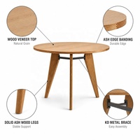 Table à manger de luxe OEM, design contemporain, ronde, en chêne, inspirée de l'Art déco français, mobilier écologique pour la maison, nouvelle arrivée