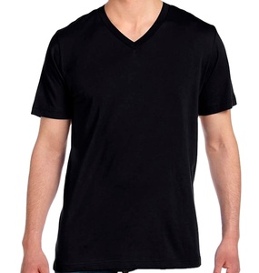 T-shirt noir à col en V et manches courtes pour homme, respirant, nouveau design, haute qualité, basique, vente en gros - Product Image 1