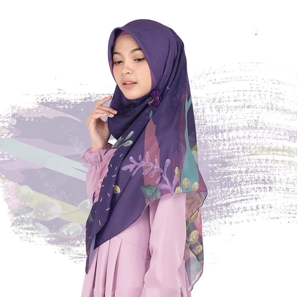 2023 New Customize Premium Cotton Voile Bawal Hijab Malaysia Muslim Print Hijab Scarf