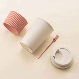 Tasse à café portable et simple en paille de blé pour l'extérieur, avec couvercle, vente en gros transfrontalière - Product Image 3