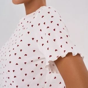 Pigiama Corto <span class=keywords><strong>Sexy</strong></span> con Stampa Love Primavera 2026, Morbido e Traspirante per Donna - Product Image 4