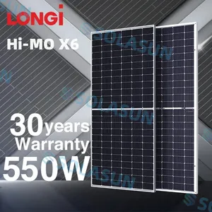لوحة طاقة شمسية ثنائية الوجه من LONGi بقدرة 420 وات - 580 وات شحن مجاني - نوع-N تكنولوجيا الطاقة الشمسية بالخلية النصفية PERC Topcon HJT