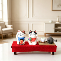 Figurine en résine de chat porte-bonheur japonais, fée musicale, cadeau porte-bonheur, décoration de bureau créative, petit objet