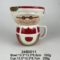 Ensemble de service empilable visage de renne charmant, bol à soupe et tasse à café en céramique durable pour les fêtes