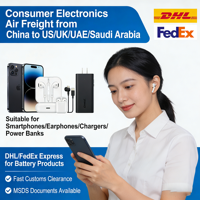 Consumer Electronics A-level Freight Forwarder Air+Express China USA UK UAE Saudi Arabia Customized Packaging 5-10 Days Transit