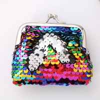 Grosir murah dompet koin 3 inci Mini tas penyimpanan kabel Earphone anak-anak dompet payet reversibel tas hadiah warna-warni jepit