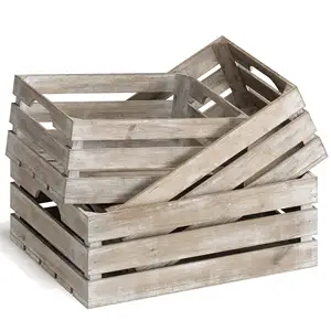 Rustic Wood Nesting Crates with Handles