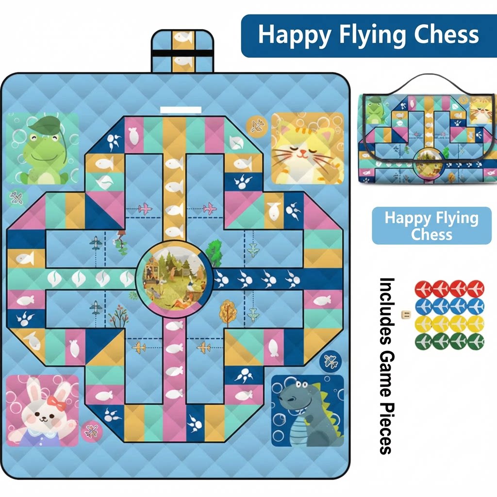 Tapis de pique-nique ultrasonique Happy Flying Chess