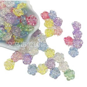 ลูกปัดอะคริลิกรูปดอกกุหลาบ สีรุ้ง AB สำหรับทำเครื่องประดับ DIY อุปกรณ์เสริม ผลิตจากเมืองอี้หวู่ ฤดูร้อน 2024 - Product Image 1