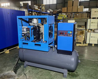 Compresseur d'air industriel à vis lubrifié monophasé/triphasé 220/380V 50/60Hz 2,2-7,5KW avec sécheur 4-en-1 et réservoir 300L CE