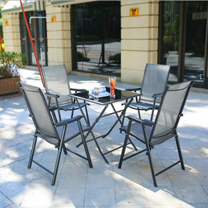 Silla <span class=keywords><strong>de</strong></span> comedor, mesa redonda <span class=keywords><strong>4</strong></span> plazas mesa <span class=keywords><strong>de</strong></span> jardín Muebles <span class=keywords><strong>de</strong></span> Patio al aire libre muebles <span class=keywords><strong>de</strong></span> 5 Pcs conjunto <span class=keywords><strong>de</strong></span> jardín - Product Image 6