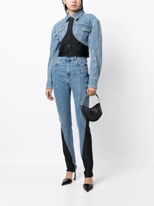 Pantalon skinny en denim de créateur de mode pour femmes personnalisé pantalon patchwork serré pour filles sexy jeans deux tons pour femmes - Product Image 6