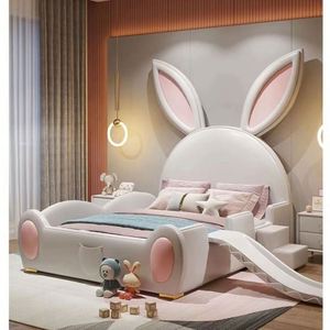 Dreamy Rabbit New Comfortable Wood Kids <b>Bed</b> Modern Cute Cartoon Full Drawer Storage <b>with</b> Cotton Upholstery for Girls Bedroom - Product Image 4
