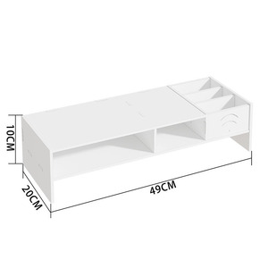 Computer <b>Riser</b> Desk Monitor Stand 2-Tier Storage Drawer Office Organizer White Rectangle Standing Type - Product Image 4
