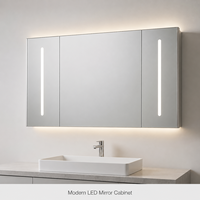 Kabinet Cermin LED Stainless Steel Modern untuk Dinding, Kabinet Penyimpanan Kamar Mandi dengan Layar Pintar untuk Hotel dan Rumah