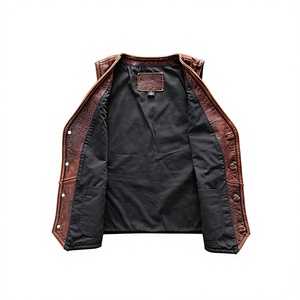 Low Price <b>Top</b> High Quality Motorbike Leather Vest Customized Logo Lightweight <b>Men's</b> Outer Wear Casual 5-dimensional Pocket - Product Image 3