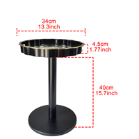 Plateau de service élégant à bords festonnés, table d'appoint avec poignées, motif floral, bordure dorée, base en piédestal noir, portable, décoration pour salon et chambre