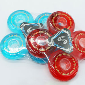 Ruedongle Roues de patins à roulettes professionnelles en PU rouge et bleu à rebond élevé 64 68 72 76 80MM, roues transparentes en cristal pour patins à roulettes 4 roues - Product Image 4