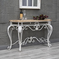 Table console vintage antique blanche rustique de style européen français en bois massif et MDF pour appartement, salles à manger, rangement, montage facile
