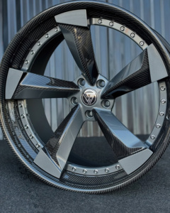 Rines de Aleación de Fibra de Carbono de Lujo XL de <span class=keywords><strong>5</strong></span> Brazos para Autos Audi Sedan y Coupé, Color Gris Metálico, Forjados en 2 Piezas - Product Image 4