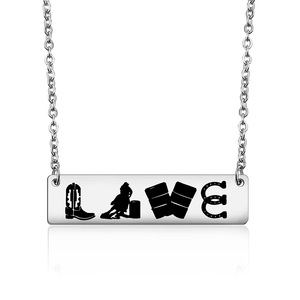 Cowboy Cowgirl Collier en acier inoxydable Lien Géométrique Horse Racing Pendentif compétitif avec Morgan Wallen No Fade Jewelry - Product Image 1