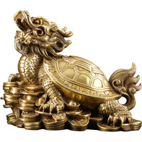 Statue de tortue dragon en cuivre, art chinois traditionnel, figurine de collection, décoration pour la maison ou le bureau, choix de cadeau