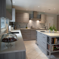 DAIYA marbre granit unités de cuisine avec armoire d'île personnalisée