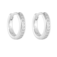 Boucles d'oreilles Huggie Mlluki en argent sterling 925 plaqué or 14 carats avec zircon cubique blanc micro-pavé pour femmes