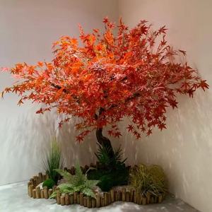 Cao cấp lớn phong cách Nhật Bản cây phong đỏ giả mạo cây xanh và trang trí hoa vật liệu sợi thủy tinh bền - Product Image 2