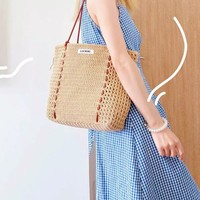 Kit de sac DIY en maille tressée à la main, sac fourre-tout ajouré, sac à bandoulière et panier de courses ajouré en fil creux