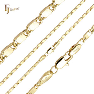 Dây chuyền mạ vàng <span class=keywords><strong>14K</strong></span>, chất liệu đồng thau, kiểu dáng mắt xích hình ốc vuông, đánh bóng, thương hiệu FJ Fallon Fashion Jewelry - Product Image 5