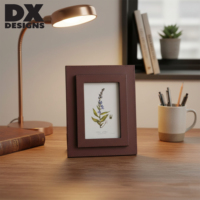 Cadre photo en cuir marron DX Designs 4x6 5x7 8x10 pouces, double couche, cousu, texturé, pour décoration de table et de la maison