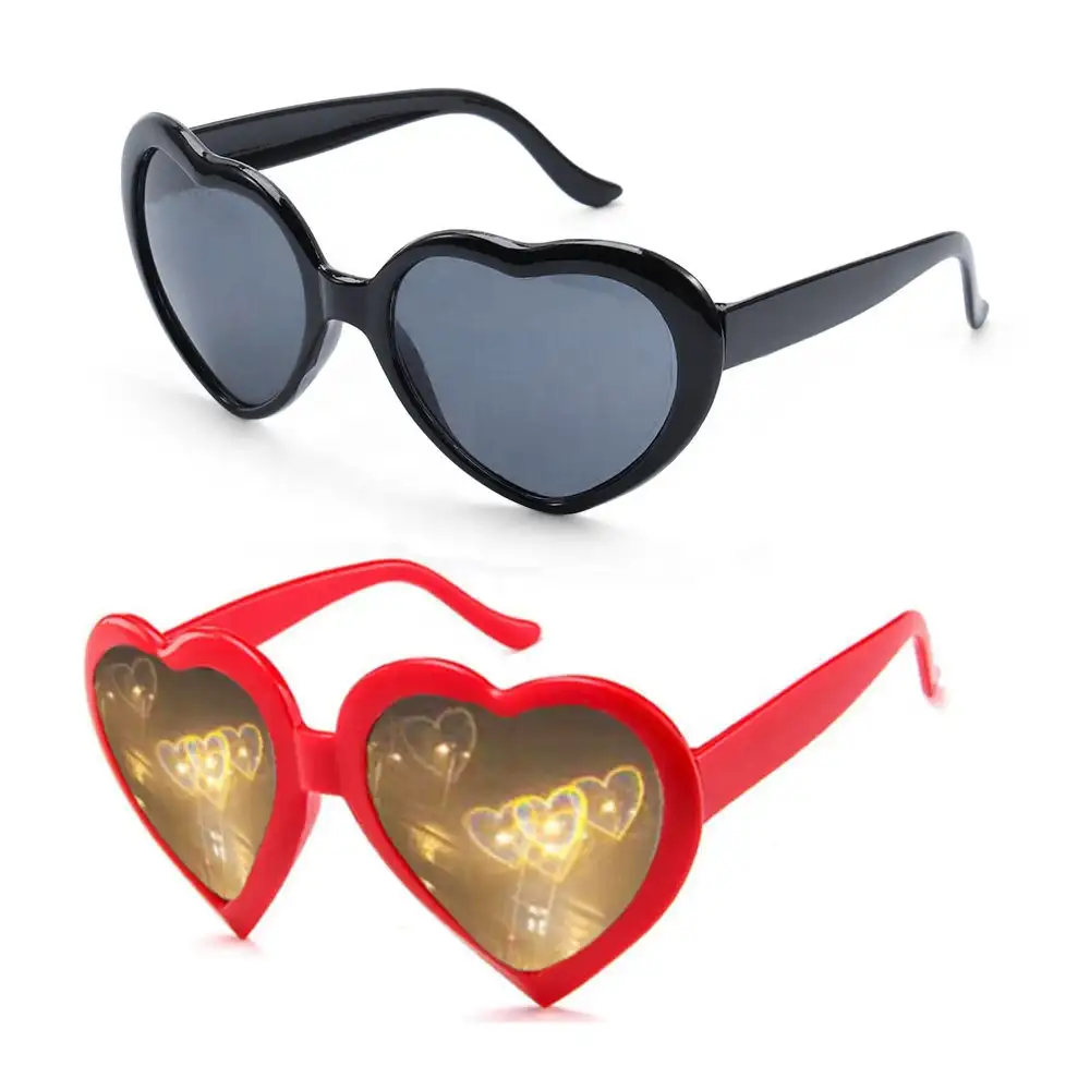 Gafas de sol con forma de corazón para mujer, lentes especiales con forma de corazón, con efecto de difracción de corazón