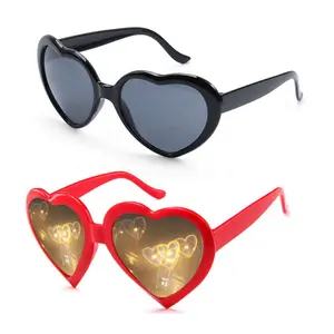 फैशन महिलाओं उपहार विशेष लेंस दिल के आकार धूप का चश्मा दिल प्रभाव विवर्तन प्यार चश्मा दिल के आकार धूप का चश्मा