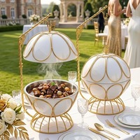 Plat de service de luxe noir et or, ensemble chauffe-plats pour buffet, idéal pour mariages, traiteurs, fêtes, hôtels et restaurants