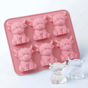 Molde de silicona para cubitos de <span class=keywords><strong>hielo</strong></span> con forma de vaca Highland, divertido molde 3D de vaca Highland, lindos moldes de animales, novedosos moldes de vaca para Pascua - Product Image 6