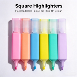 Ensemble de surligneurs pastel Macaron avec logo personnalisé, pointe biseautée, couleurs douces, pour fournitures scolaires, cadeau promotionnel - Product Image 6