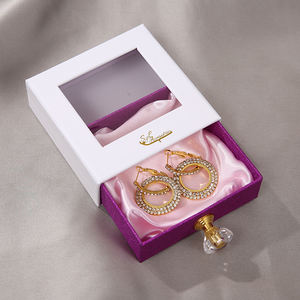 Cajas de Regalo Rectangulares Personalizadas con Ventana Transparente de PVC, Cajas de Papel con Cajón Deslizable y Asa de Piedra - Product Image 3