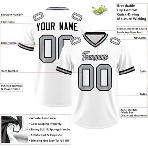 Maillot de football personnalisé avec nom et numéro brodés, en tissu sergé, unisexe, adulte, respirant, pour le sport - Product Image 2