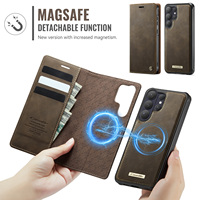 Dompet Ponsel Kulit Imitasi Denior dengan RFID, Berbahan Microfiber Embossed, Tahan Guncangan, Kompatibel dengan Seri S26/S25/S24/S23/S22/S21