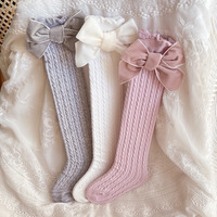 Chaussettes hautes pour bébés, enfants et filles avec nœud en tricot torsadé