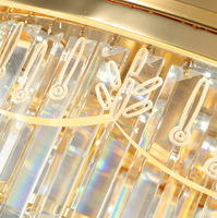 Lustre en cristal K9 de luxe sur mesure, grand modèle, moderne, doré, rond, à LED, pour salon, hôtel, avec télécommande