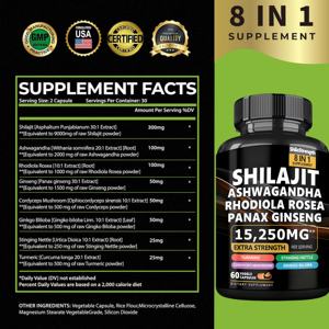 Biologische Shilajit Capsules Met Ashwagandha En Rhodiola Rosea Bulk Groothandel Levering Professionele Oem Odm Productie - Product Image 5