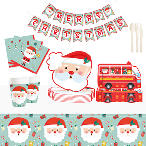 DAMAI Christmas Party Supplies Father Christmas Paper Plates Napkins Xmas Gnome Party Disposable Tableware Set Decorations - Product Image 1