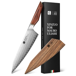 Juego de cuchillos Bunka XINZUO Starred Chef de acero de Damasco para cortar verduras y carne, con mango ergonómico de palisandro - Product Image 1