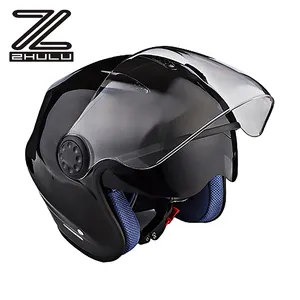 ECE onaylı çift lens 3/4 açık yüz kask motosiklet kask yaz