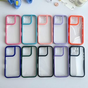 Trong Suốt Rõ Ràng Chống Sốc Trở Lại Bảo Vệ PC Kim Loại TPU Màu Acrylic Khung Bumper Đầy Màu Sắc Sang Trọng Kẹo Điện Thoại Di Động Trường Hợp - Product Image 3
